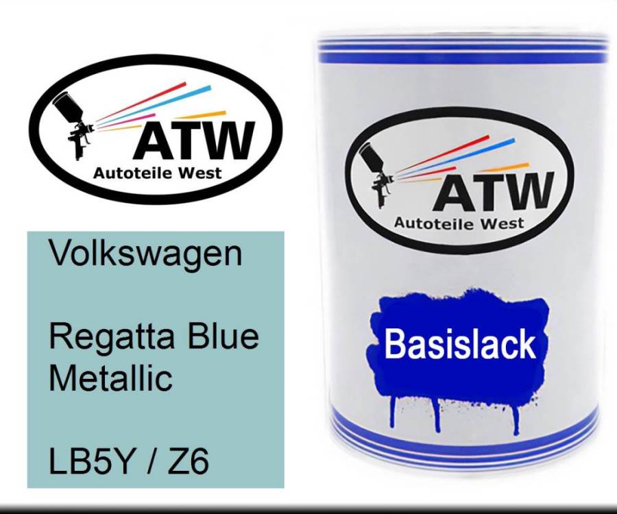 Volkswagen, Regatta Blue Metallic, LB5Y / Z6: 500ml Lackdose, von ATW Autoteile West.